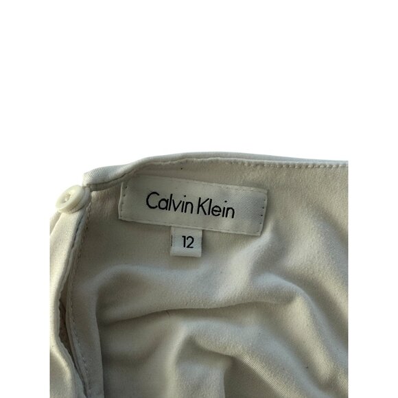 Calvin Klein white sleeveless pleated crew neck top size 12 - Picture 5 of 6